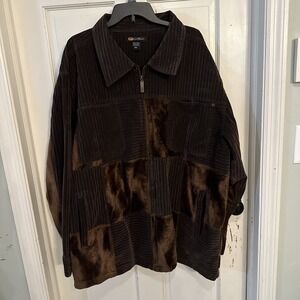 GODBODY DENIM TECHNOLOGY VTG Hip Hop Brown Patchwork Jacket Men's Sz 3X Brown
